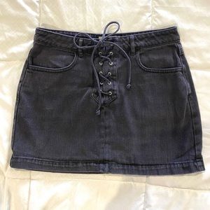 PacSun black lace up jean skirt, size 27